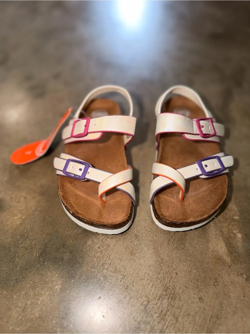 Wonder Nation Girls Iridescent Comfort Footbed Sandals Pink Purple NWT Size 7
